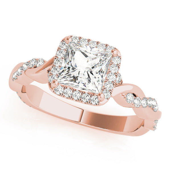 Refined Braided Shank With Cut Halo Head Princess Diamond Engagement Ring in 10K/14K gold and platinum with certified lab-grown or natural diamonds