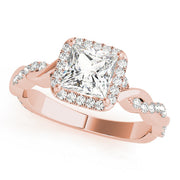 Refined Braided Shank With Cut Halo Head Princess Diamond Engagement Ring in 10K/14K gold and platinum with certified lab-grown or natural diamonds