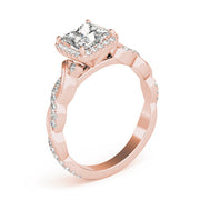 Refined Braided Shank With Cut Halo Head Princess Diamond Engagement Ring in 10K/14K gold and platinum with certified lab-grown or natural diamonds