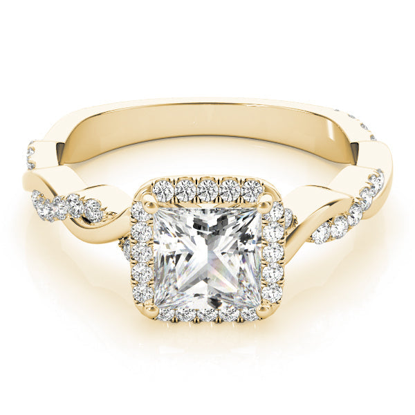 Refined Braided Shank With Cut Halo Head Princess Diamond Engagement Ring in 10K/14K gold and platinum with certified lab-grown or natural diamonds