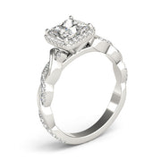 Refined Braided Shank With Cut Halo Head Princess Diamond Engagement Ring in 10K/14K gold and platinum with certified lab-grown or natural diamonds