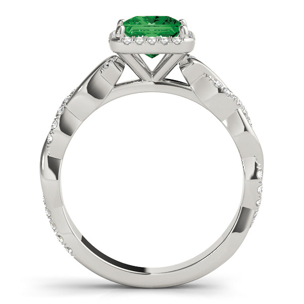 Refined Braided Shank With Cut Halo Head Princess Diamond Engagement Ring in 10K/14K gold and platinum with certified lab-grown or natural diamonds
