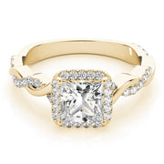 Refined Braided Shank With Cut Halo Head Princess Diamond Engagement Ring in 10K/14K gold and platinum with certified lab-grown or natural diamonds