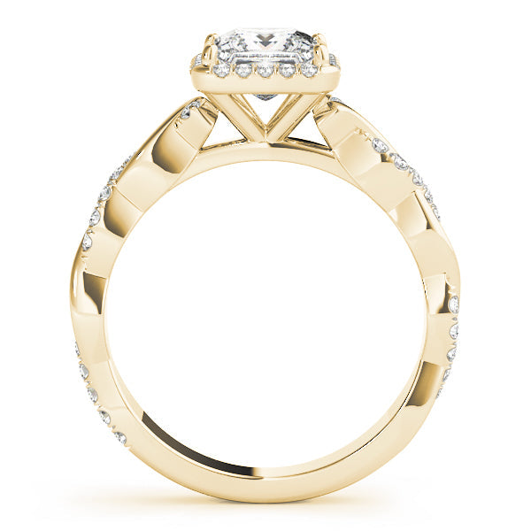 Refined Braided Shank With Cut Halo Head Princess Diamond Engagement Ring in 10K/14K gold and platinum with certified lab-grown or natural diamonds