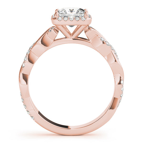 Refined Braided Shank With Cut Halo Head Princess Diamond Engagement Ring in 10K/14K gold and platinum with certified lab-grown or natural diamonds