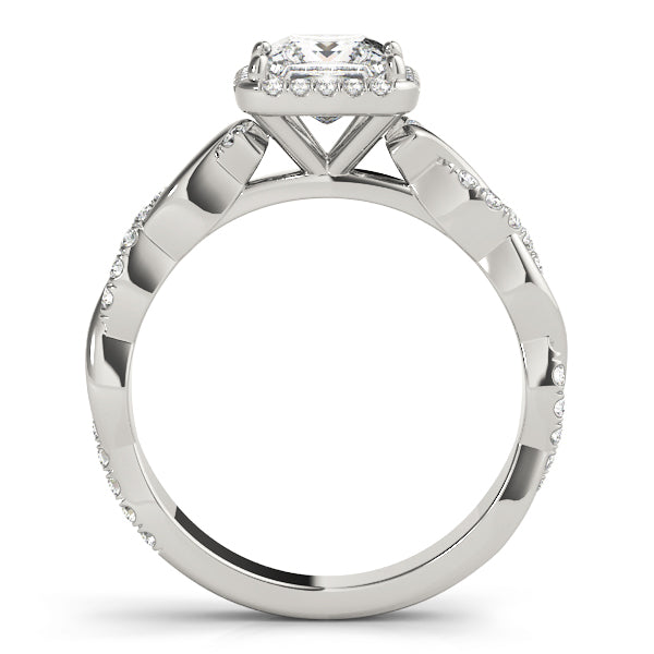 Refined Braided Shank With Cut Halo Head Princess Diamond Engagement Ring in 10K/14K gold and platinum with certified lab-grown or natural diamonds