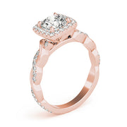 Iconic Braided Shank With Center Halo Round Diamond Engagement Ring in 10K/14K gold and platinum with certified lab-grown or natural diamonds