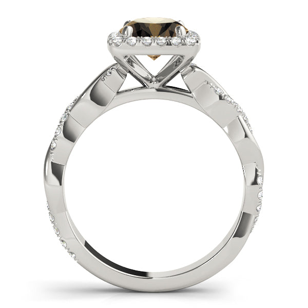 Iconic Braided Shank With Center Halo Round Diamond Engagement Ring in 10K/14K gold and platinum with certified lab-grown or natural diamonds