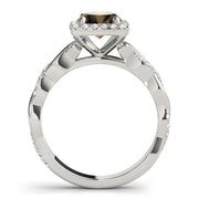 Iconic Braided Shank With Center Halo Round Diamond Engagement Ring in 10K/14K gold and platinum with certified lab-grown or natural diamonds
