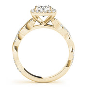 Iconic Braided Shank With Center Halo Round Diamond Engagement Ring in 10K/14K gold and platinum with certified lab-grown or natural diamonds
