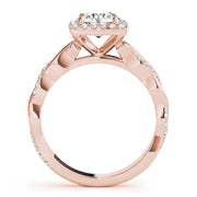Iconic Braided Shank With Center Halo Round Diamond Engagement Ring in 10K/14K gold and platinum with certified lab-grown or natural diamonds