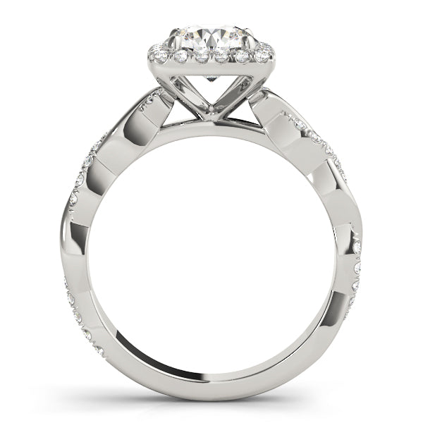 Iconic Braided Shank With Center Halo Round Diamond Engagement Ring in 10K/14K gold and platinum with certified lab-grown or natural diamonds
