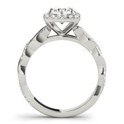 Iconic Braided Shank With Center Halo Round Diamond Engagement Ring in 10K/14K gold and platinum with certified lab-grown or natural diamonds