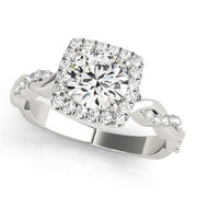 Iconic Braided Shank With Center Halo Round Diamond Engagement Ring in 10K/14K gold and platinum with certified lab-grown or natural diamonds