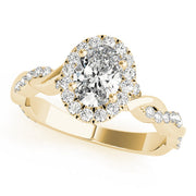 Noble Braided Shank With Halo Head Oval Diamond Engagement Ring in 10K/14K gold and platinum with certified lab-grown or natural diamonds