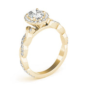 Noble Braided Shank With Halo Head Oval Diamond Engagement Ring in 10K/14K gold and platinum with certified lab-grown or natural diamonds