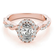 Noble Braided Shank With Halo Head Oval Diamond Engagement Ring in 10K/14K gold and platinum with certified lab-grown or natural diamonds