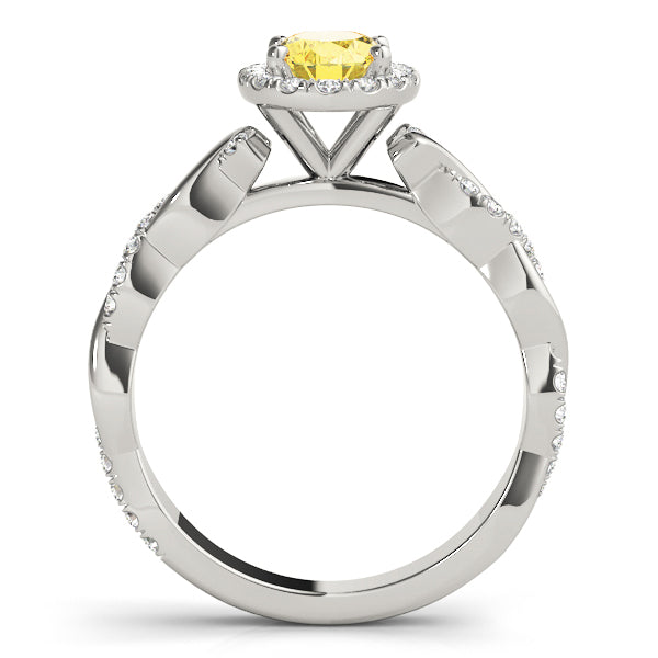 Noble Braided Shank With Halo Head Oval Diamond Engagement Ring in 10K/14K gold and platinum with certified lab-grown or natural diamonds