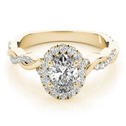 Noble Braided Shank With Halo Head Oval Diamond Engagement Ring in 10K/14K gold and platinum with certified lab-grown or natural diamonds