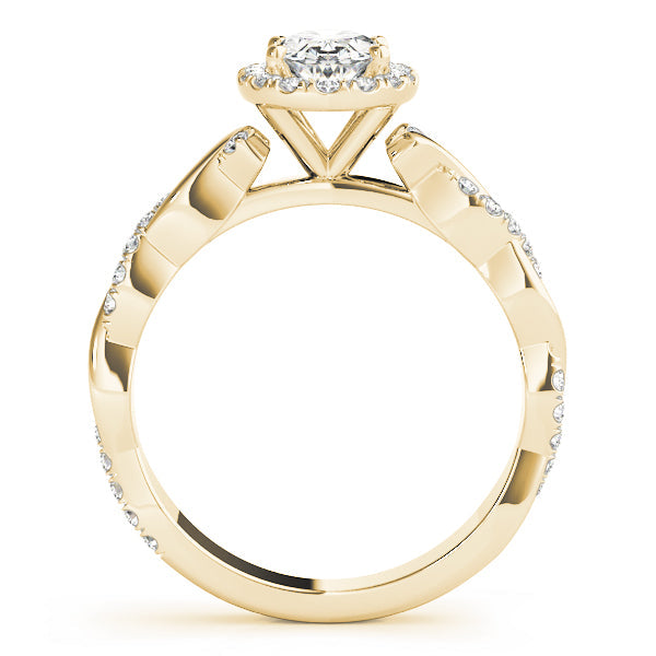 Noble Braided Shank With Halo Head Oval Diamond Engagement Ring in 10K/14K gold and platinum with certified lab-grown or natural diamonds
