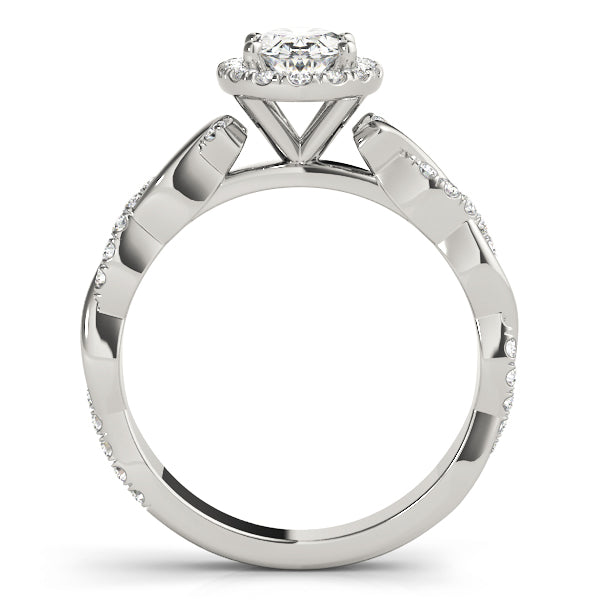Noble Braided Shank With Halo Head Oval Diamond Engagement Ring in 10K/14K gold and platinum with certified lab-grown or natural diamonds