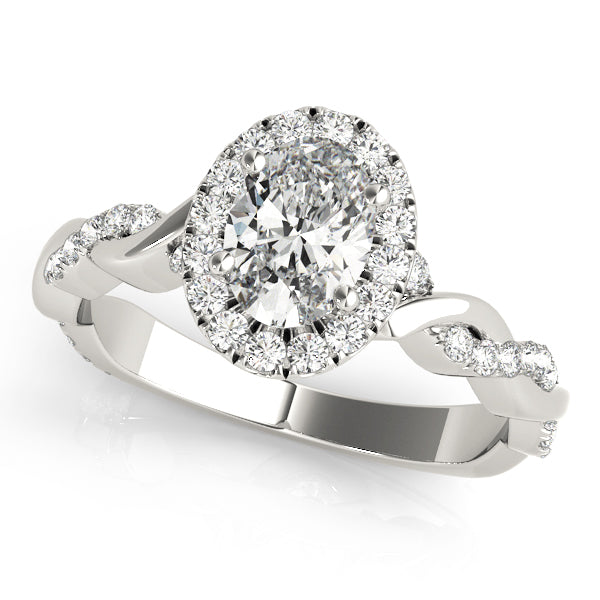 Noble Braided Shank With Halo Head Oval Diamond Engagement Ring in 10K/14K gold and platinum with certified lab-grown or natural diamonds