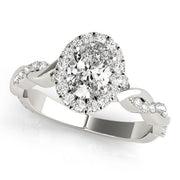 Noble Braided Shank With Halo Head Oval Diamond Engagement Ring in 10K/14K gold and platinum with certified lab-grown or natural diamonds