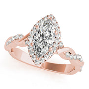 Signature Braided Shank With Halo Head Marquise Diamond Engagement Ring in 10K/14K gold and platinum with certified lab-grown or natural diamonds