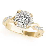 Artisan Braided Shank With Halo Head Cushion Diamond Engagement Ring in 10K/14K gold and platinum with certified lab-grown or natural diamonds