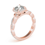 Artisan Braided Shank With Halo Head Cushion Diamond Engagement Ring in 10K/14K gold and platinum with certified lab-grown or natural diamonds