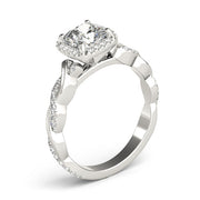 Artisan Braided Shank With Halo Head Cushion Diamond Engagement Ring in 10K/14K gold and platinum with certified lab-grown or natural diamonds