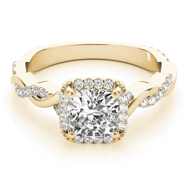 Artisan Braided Shank With Halo Head Cushion Diamond Engagement Ring in 10K/14K gold and platinum with certified lab-grown or natural diamonds