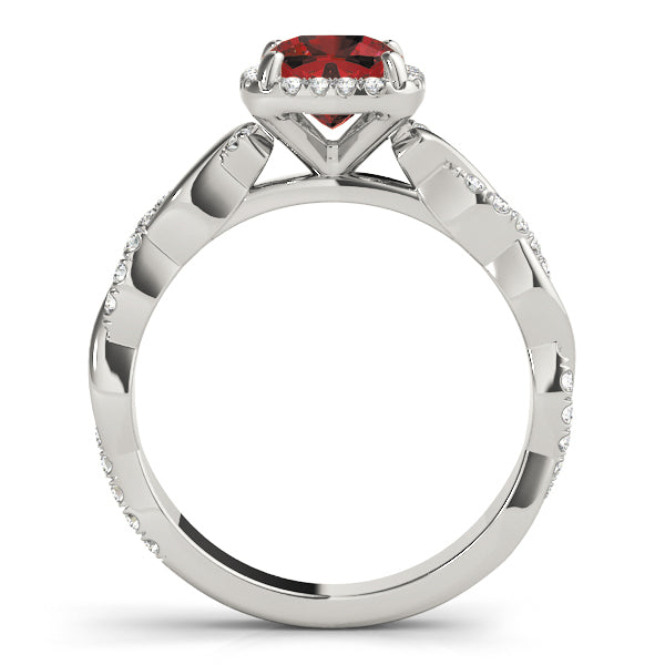 Artisan Braided Shank With Halo Head Cushion Diamond Engagement Ring in 10K/14K gold and platinum with certified lab-grown or natural diamonds