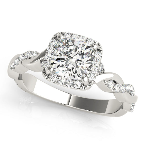 Artisan Braided Shank With Halo Head Cushion Diamond Engagement Ring in 10K/14K gold and platinum with certified lab-grown or natural diamonds