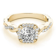 Artisan Braided Shank With Halo Head Cushion Diamond Engagement Ring in 10K/14K gold and platinum with certified lab-grown or natural diamonds