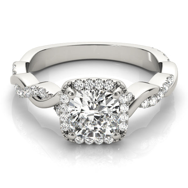 Artisan Braided Shank With Halo Head Cushion Diamond Engagement Ring in 10K/14K gold and platinum with certified lab-grown or natural diamonds