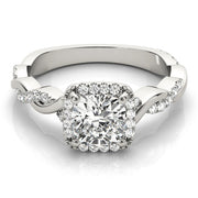 Artisan Braided Shank With Halo Head Cushion Diamond Engagement Ring in 10K/14K gold and platinum with certified lab-grown or natural diamonds