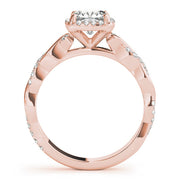 Artisan Braided Shank With Halo Head Cushion Diamond Engagement Ring in 10K/14K gold and platinum with certified lab-grown or natural diamonds