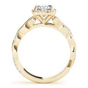 Artisan Braided Shank With Halo Head Cushion Diamond Engagement Ring in 10K/14K gold and platinum with certified lab-grown or natural diamonds