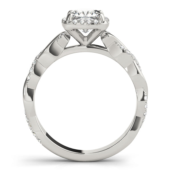 Artisan Braided Shank With Halo Head Cushion Diamond Engagement Ring in 10K/14K gold and platinum with certified lab-grown or natural diamonds