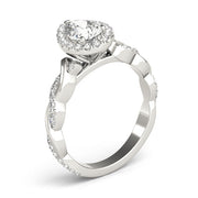 Bespoke Braided Shank With Halo Head Pear Diamond Engagement Ring in 10K/14K gold and platinum with certified lab-grown or natural diamonds