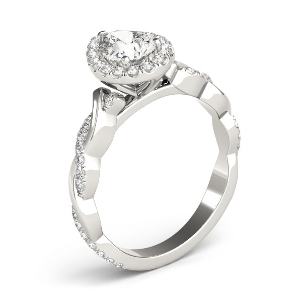 Bespoke Braided Shank With Halo Head Pear Diamond Engagement Ring in 10K/14K gold and platinum with certified lab-grown or natural diamonds