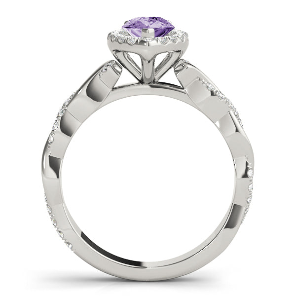 Bespoke Braided Shank With Halo Head Pear Diamond Engagement Ring in 10K/14K gold and platinum with certified lab-grown or natural diamonds