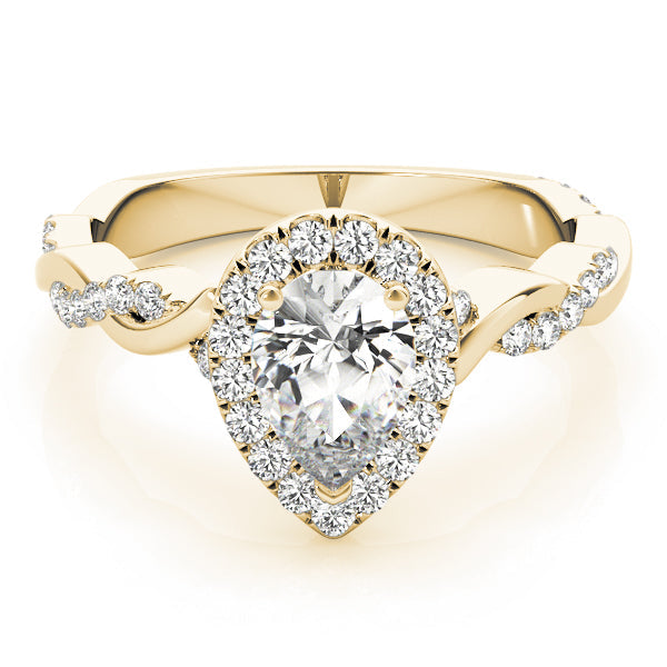 Bespoke Braided Shank With Halo Head Pear Diamond Engagement Ring in 10K/14K gold and platinum with certified lab-grown or natural diamonds
