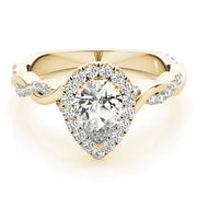 Bespoke Braided Shank With Halo Head Pear Diamond Engagement Ring in 10K/14K gold and platinum with certified lab-grown or natural diamonds