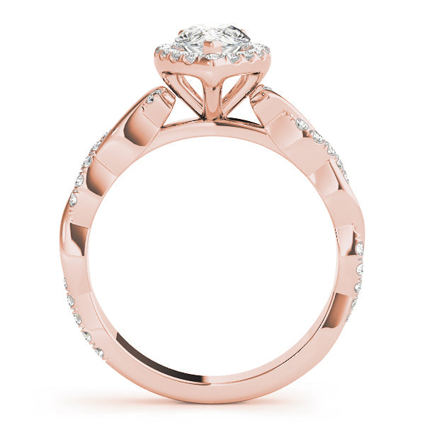 Bespoke Braided Shank With Halo Head Pear Diamond Engagement Ring in 10K/14K gold and platinum with certified lab-grown or natural diamonds