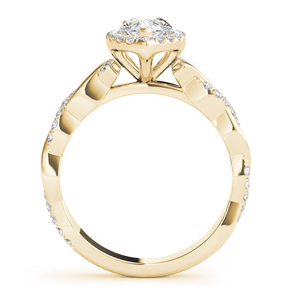 Bespoke Braided Shank With Halo Head Pear Diamond Engagement Ring in 10K/14K gold and platinum with certified lab-grown or natural diamonds