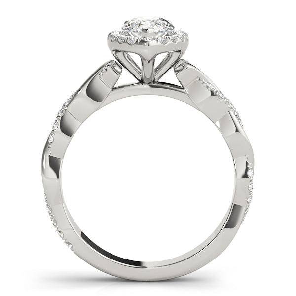 Bespoke Braided Shank With Halo Head Pear Diamond Engagement Ring in 10K/14K gold and platinum with certified lab-grown or natural diamonds