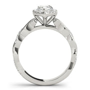 Bespoke Braided Shank With Halo Head Pear Diamond Engagement Ring in 10K/14K gold and platinum with certified lab-grown or natural diamonds
