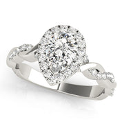 Bespoke Braided Shank With Halo Head Pear Diamond Engagement Ring in 10K/14K gold and platinum with certified lab-grown or natural diamonds